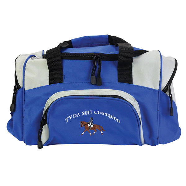 Small Sport Duffle Bag with Text and Small Logo